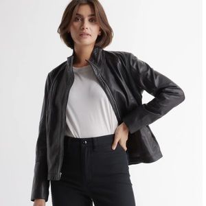 Quince black leather jacket L